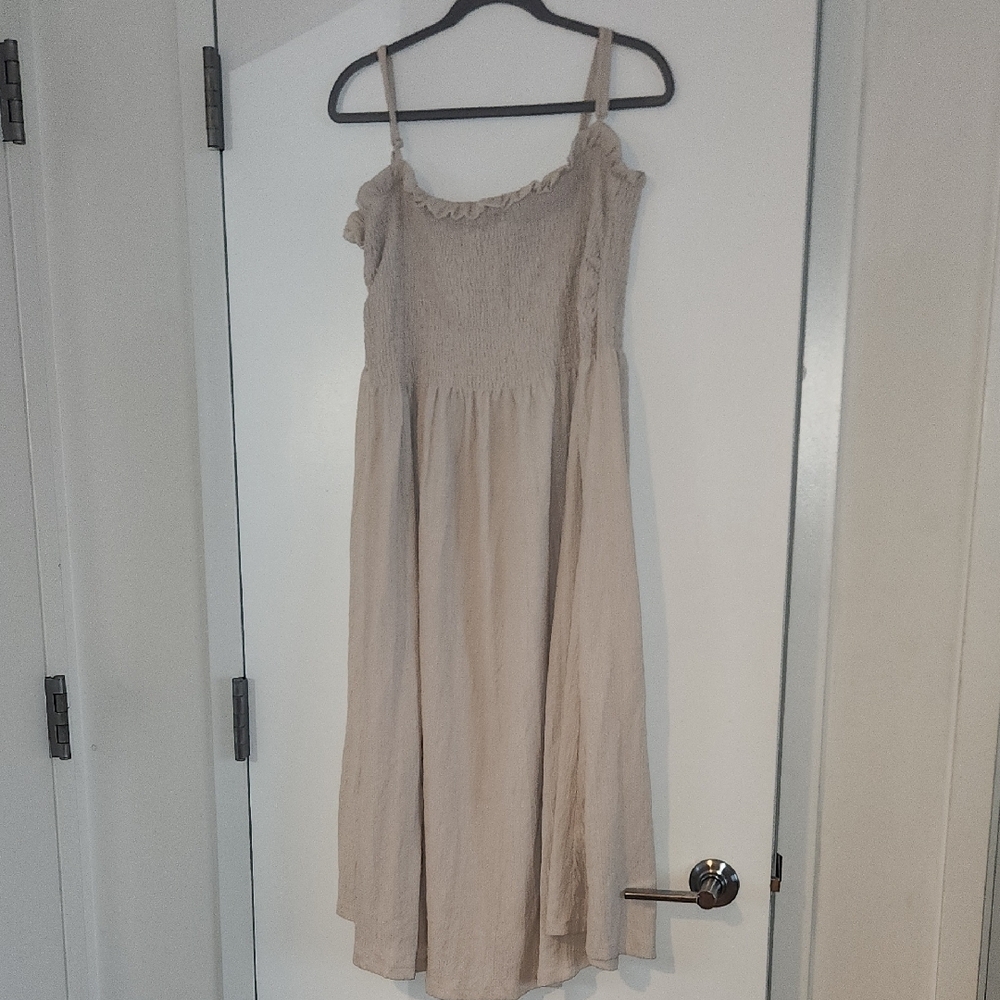 Cream Sleeveless Midi Dress